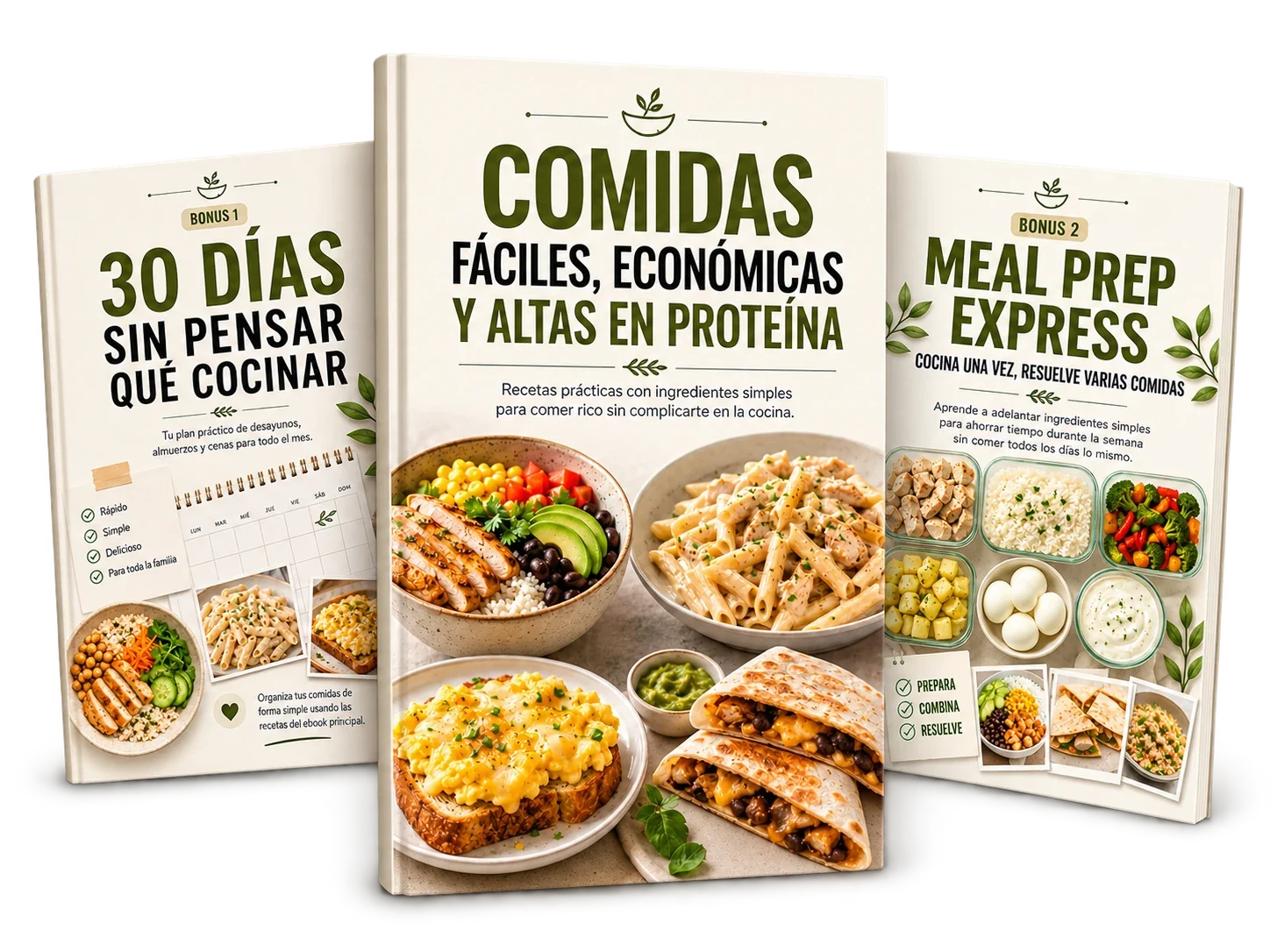 Pack digital Comidas Fáciles con guía principal y dos bonus