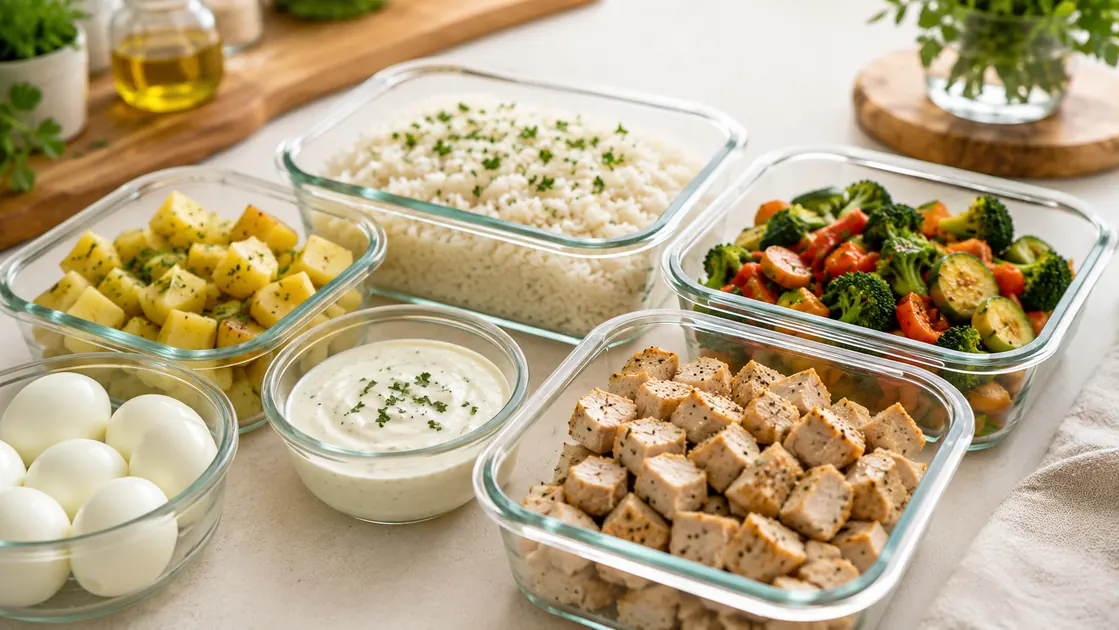 Bases organizadas para meal prep semanal
